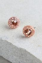 Lulus Realized Potential Rose Gold Rhinestone Earrings