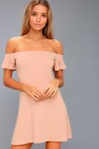 Kiss Keeper Blush Pink Off-the-shoulder Swing Dress | Lulus