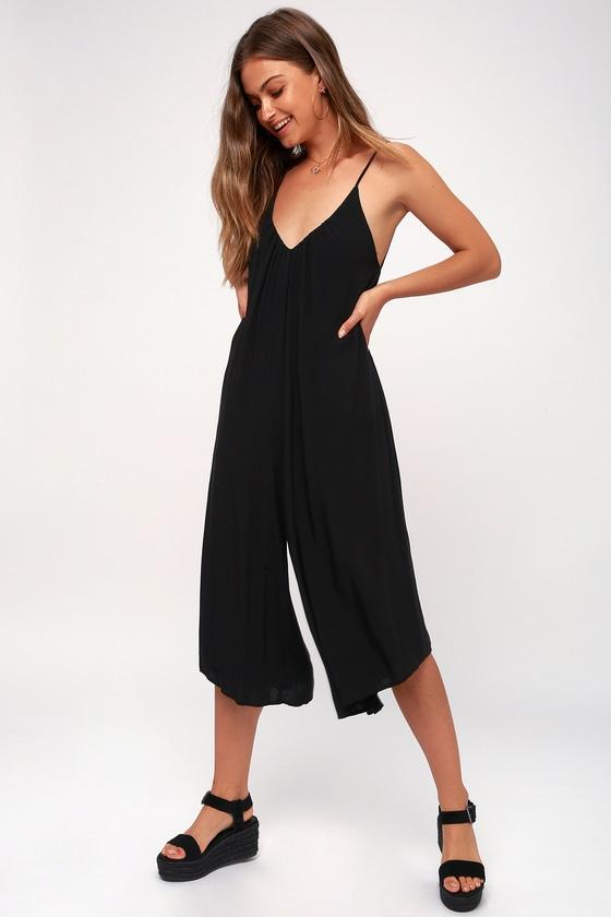 Feeling Groovy Black Culotte Jumpsuit | Lulus