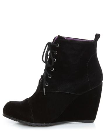 Blowfish India Black Fawn Lace-up Wedge Booties