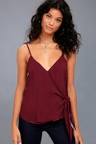 Re:named Take Note Burgundy Wrap Top