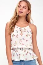 4si3nna Scenic Terrace White Floral Print Sleeveless Top | Lulus