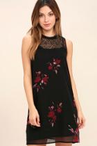 Gentle Fawn Ethereal Black Floral Print Shift Dress