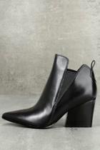 Kendall + Kylie Fox Black Leather Ankle Booties