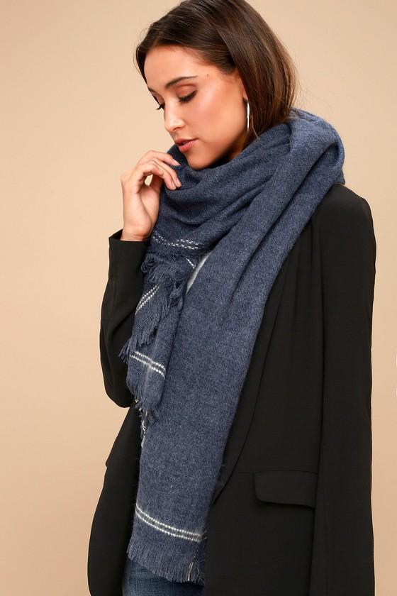 Lulus - Season Of Love Washed Navy Blue Scarf