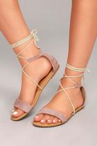 Wild Diva Issey Mauve Suede Lace-up Sandals