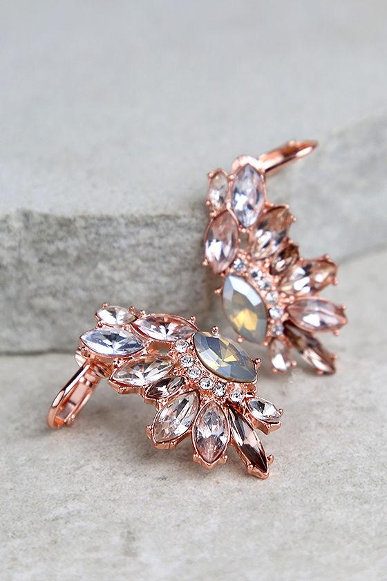 Sprite Night Rose Gold Rhinestone Ear Cuffs | Lulus
