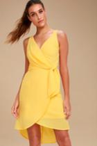 Baldwin Yellow High-low Wrap Midi Dress | Lulus