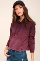 Rvca Smudged Plum Purple Ombre Cropped Mock Neck Sweatshirt