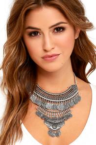 Lulu*s Past And Present Silver Statement Necklace