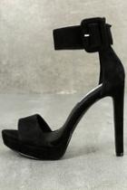 Steve Madden Circuit Black Suede Leather Ankle Strap Heels