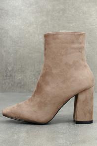 So Me My Generation Taupe Suede High Heel Mid-calf Boots