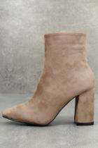 So Me My Generation Taupe Suede High Heel Mid-calf Boots