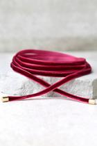 Lulus Welcome To My Layer Burgundy Velvet Wrap Necklace