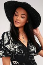 Aleenta Black Sequin Floppy Straw Hat | Lulus