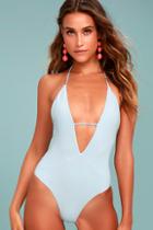 Frankies Bikinis Lily Light Blue One Piece Swimsuit