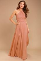 Lulus | Dance Of The Elements Rusty Rose Maxi Dress | Size X-large | Pink | 100% Polyester