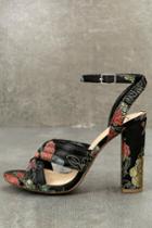 Delicious | Genevieve Black Brocade Ankle Strap Heels | Size 5.5 | Lulus