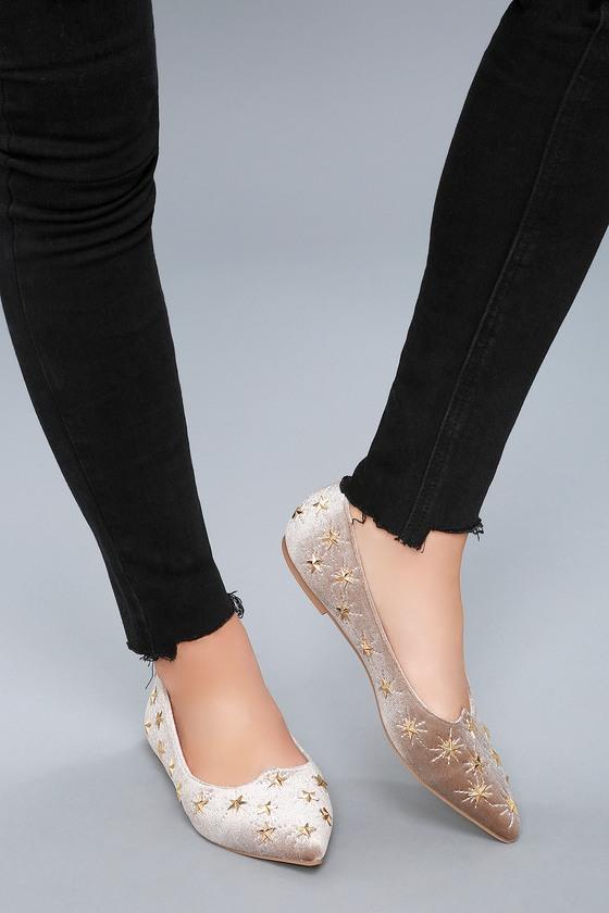 Glaze Mikkel Taupe Velvet Star Studded Flats | Lulus