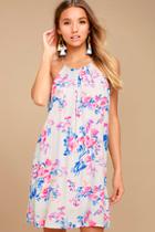 Lucy Love Late Night Dinner Light Grey Floral Print Dress