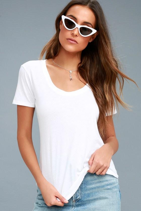 Z Supply Leah White Scoop-neck Tee | Lulus