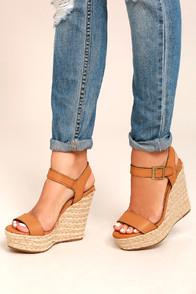 Bamboo Rena Tan Espadrille Wedges