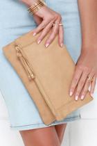 Emperia Handbag Inc. Claire Folding Beige Clutch