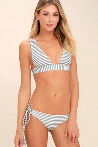 Ellejay Ellejay Puka Black And White Striped String Bikini Bottom