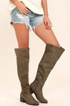 City Classified Sandra Deep Taupe Suede Over The Knee Boots