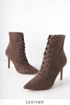 Steve Madden Jinx Taupe Suede Leather Lace-up High Heel Booties | Lulus
