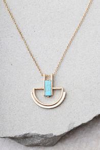 Lulus Cortez Gold And Turquoise Necklace
