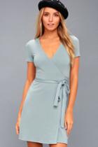 Belvedere Light Blue Wrap Dress | Lulus