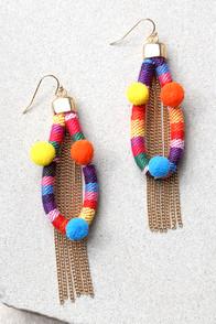 Ettika Festival Frenzy Gold And Rainbow Earrings