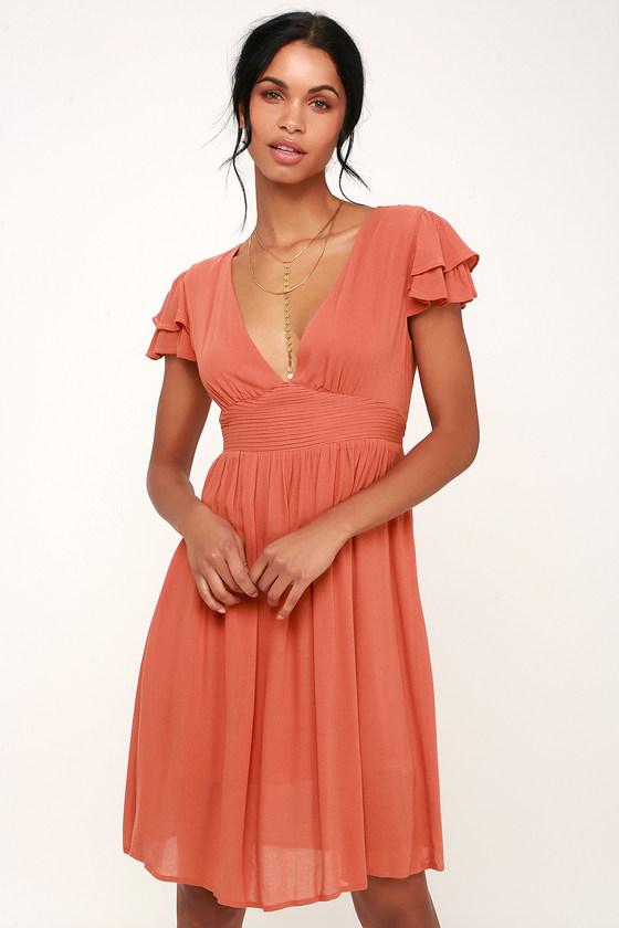Gilli Amiga Terra Cotta Short Sleeve Dress | Lulus