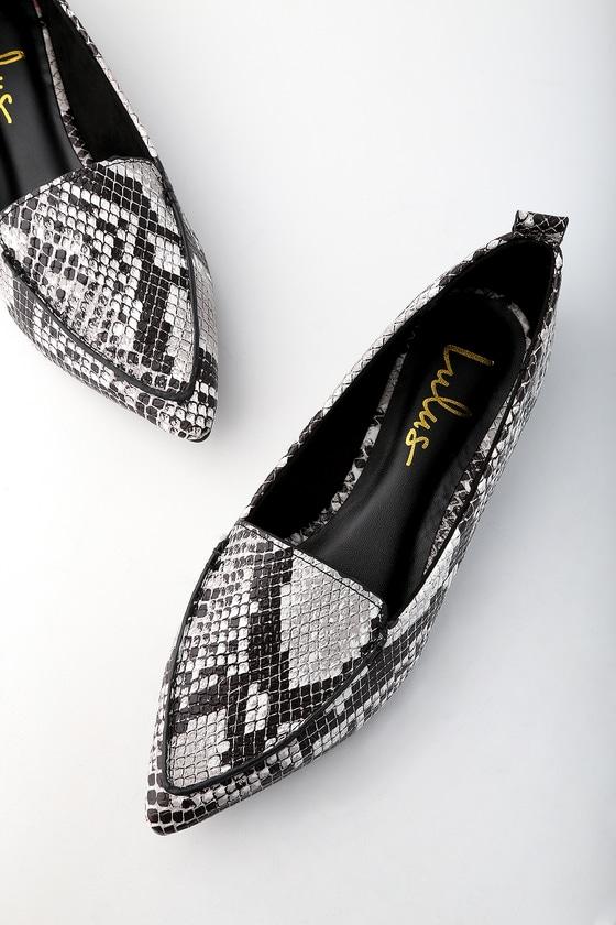 Emmy Natural Snake Pointed Loafers | Lulus