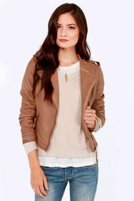 Black Swan Heart Brown Vegan Leather Jacket