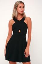 So Sophisticated Black Cutout Skater Dress | Lulus