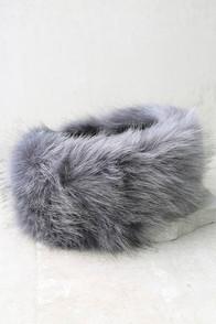 Lulus Slope Star Grey Faux Fur Infinity Scarf
