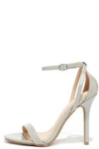 Wild Diva Lounge Glam Squad Light Grey Patent Ankle Strap Heels