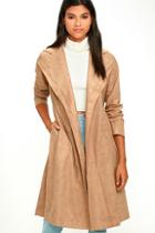 Lulus Must-have Tan Suede Trench Coat