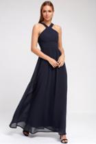 Air Of Romance Navy Blue Maxi Dress | Lulus