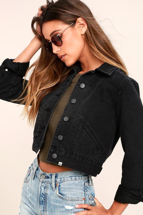 Billabong | Beamin' And Dreamin' Washed Black Cropped Denim Jacket | Size Medium | Lulus