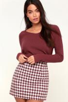 Dubonnet Mauve And Cream Herringbone Mini Skirt | Lulus