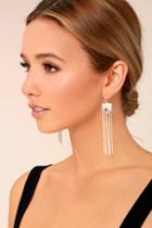 Lulus Natural Elements Silver Rhinestone Earrings