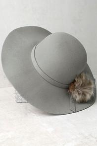 Lulus Enigmatic Force Grey Fur Pompom Hat