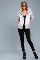 Minkpink | Puffa Hooded Silver Puffer Jacket | Size X-small | 100% Polyester | Lulus