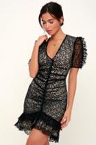 Elliatt Venice Black Lace Ruched Mini Dress | Lulus