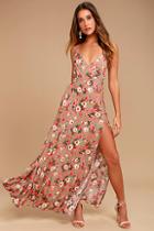 Lulus Everlasting Bliss Blush Floral Print Maxi Dress