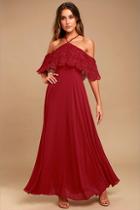 Lulus Unmatched Beauty Berry Pink Lace Off-the-shoulder Maxi Dress