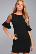 Lulus | Show And Tell Black Bodycon Dress | Size Large | 100% Polyester